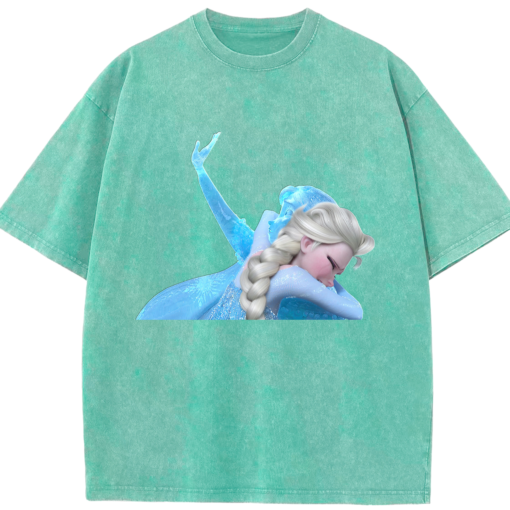 （画像用） アナと雪の女王 アンナ エルサ Frozen Anna Elsa 綿100% ヴィンテージ風 半袖Tシャツ（フロントプリント）